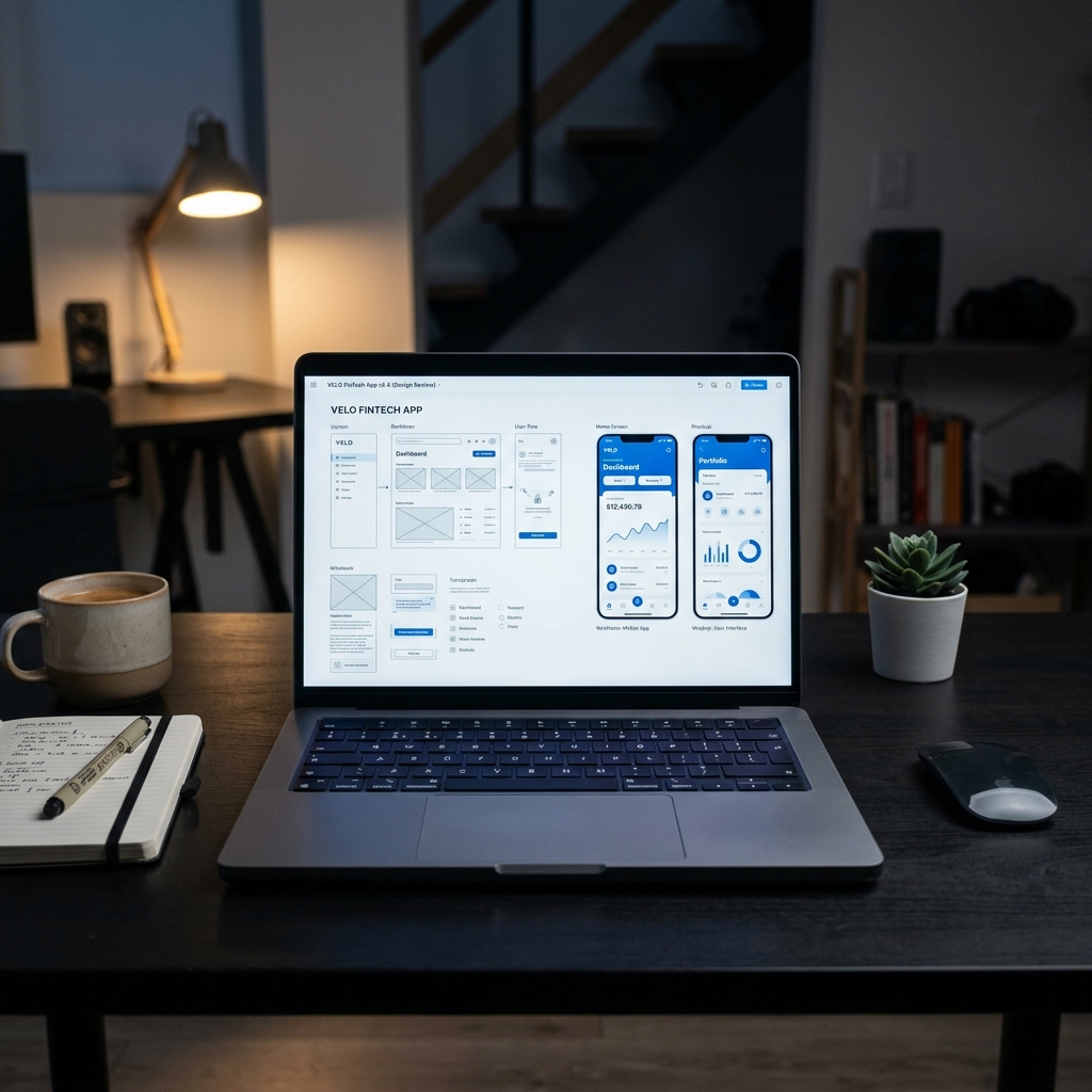 Laptop with product wireframes